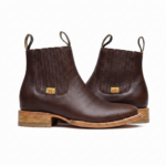 Botin Chelsea Cafe Suela Madera Fondo Blanco