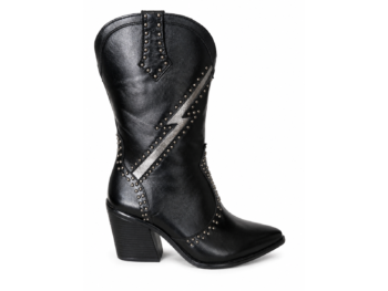 BOTA NEGRA CON DISEÑO RAYO